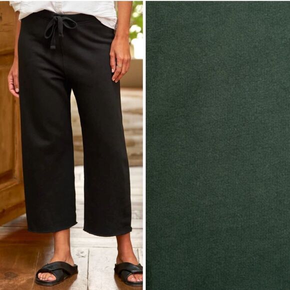 Frank & Eileen Pants - Frank & Eileen Black Wide-Leg Cropped Drawstring Track Pants